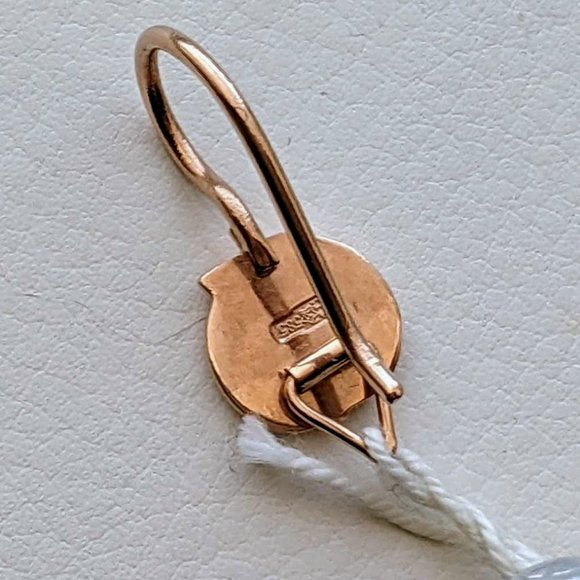 NOS Russian Soviet USSR 14K 585 Rose Pink Gold Diamond Cut Apple Dangle EARRINGS - Picture 5 of 6